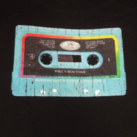 BEASTIE BOY'S PAUL'S BOUTIQUE CASSETTE XL WOMENS T-SHIRT L230 (HOLE SHOULDER) - Picture 1 of 6